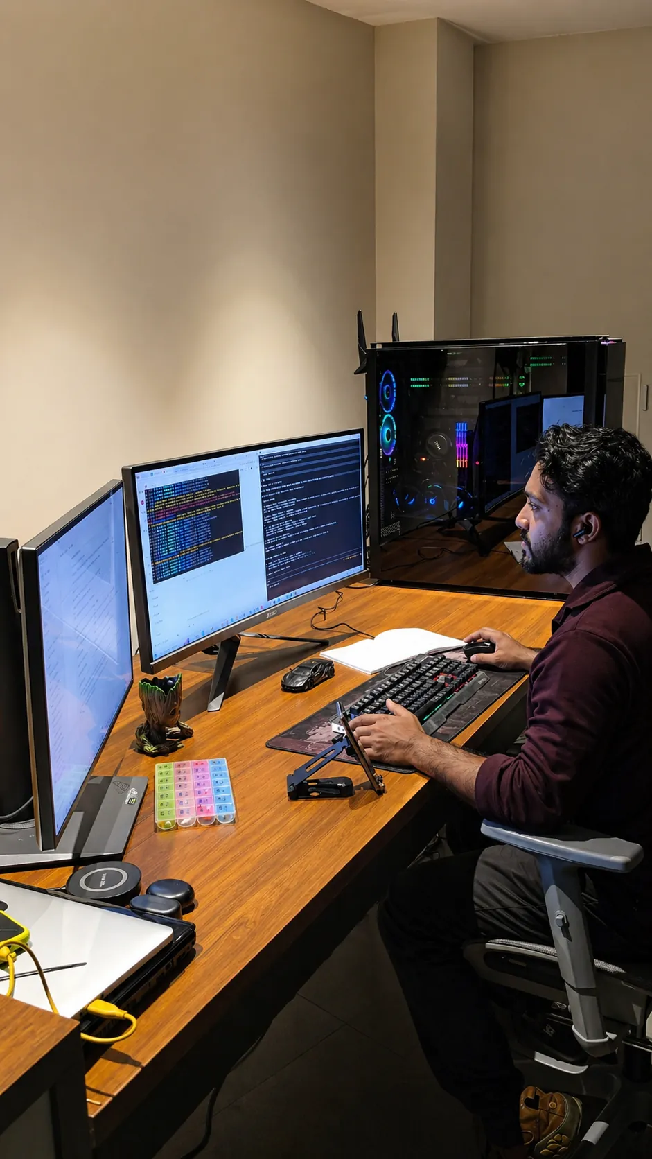 Shijil Kumar at his workspace